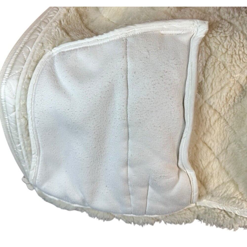 Athleta Womens Quilted Jacket Ivory Sherpa Faux Fur Trim Pockets Full Zip Sz XL - Picture 4 of 11